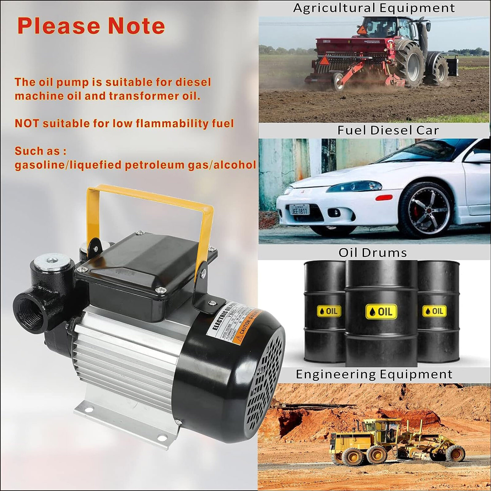 110V AC 16GPM Diesel Oil Fuel Transfer Pump Kit Electric Self-Priming w/ Nozzle