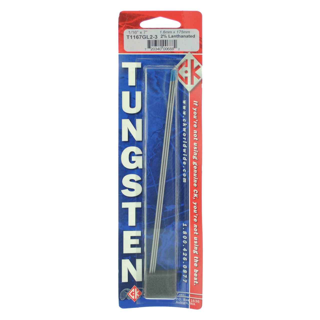 CK T1167GL2-3 2% Lanthanated Tungsten Electrode 1/16″ X 7″ 3 pack