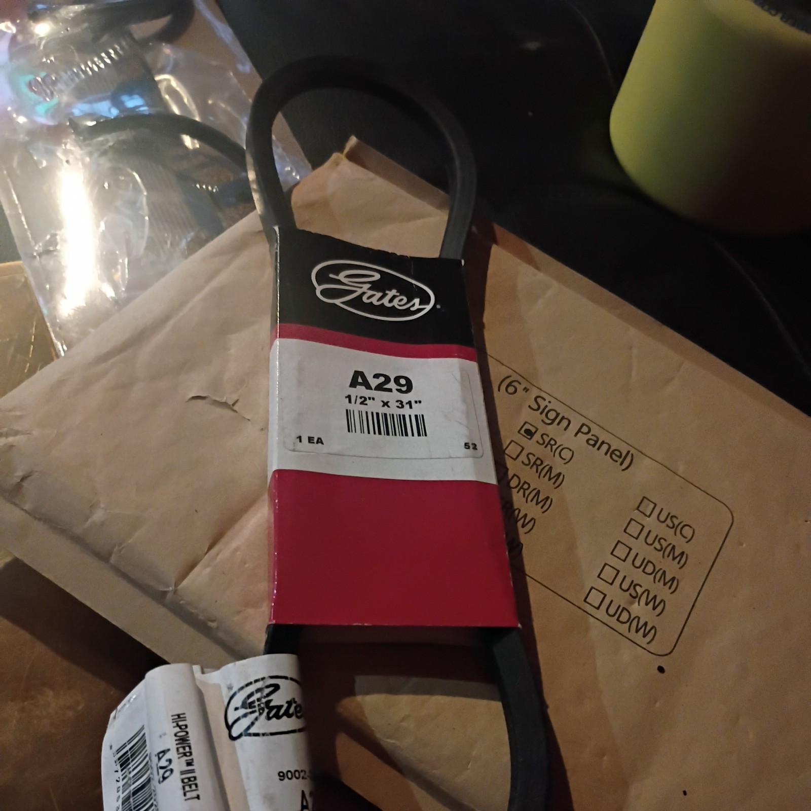 Gates A29 A29 V-Belt, 31 In Outside Length, 1/2 In Top Width, 0.313 In