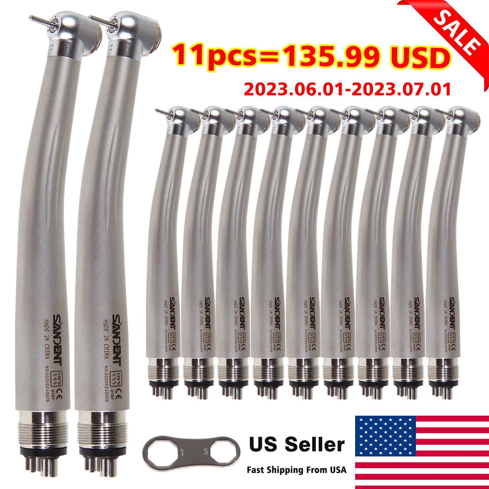 SANDENT NSK Style Dental High Speed Handpiece Push Button Turbine 2Hole 4Hole su