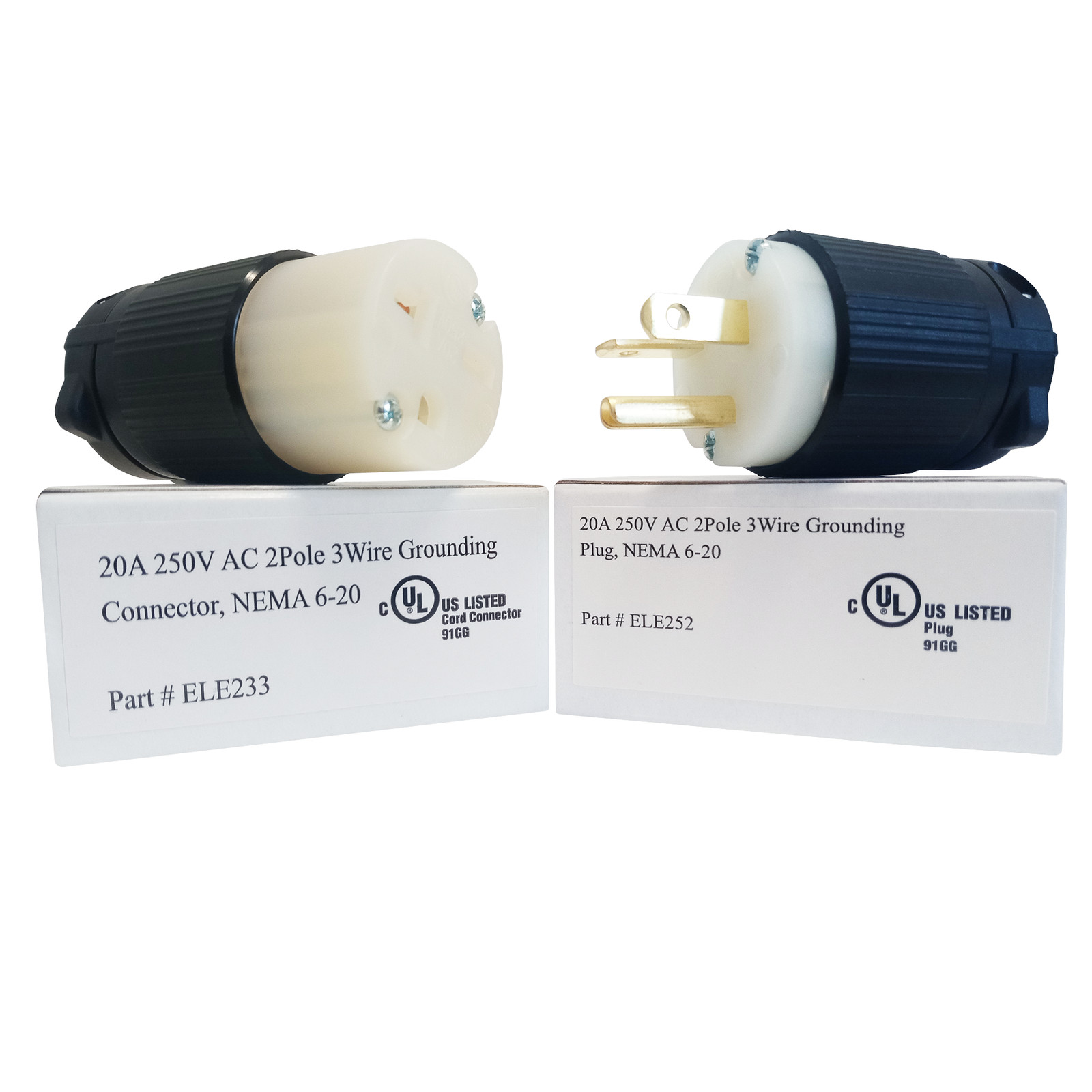 OCS Parts NEMA 6-20 Locking Plug and Connector Set | 250V – 20A – 2 Pole 3 Wire