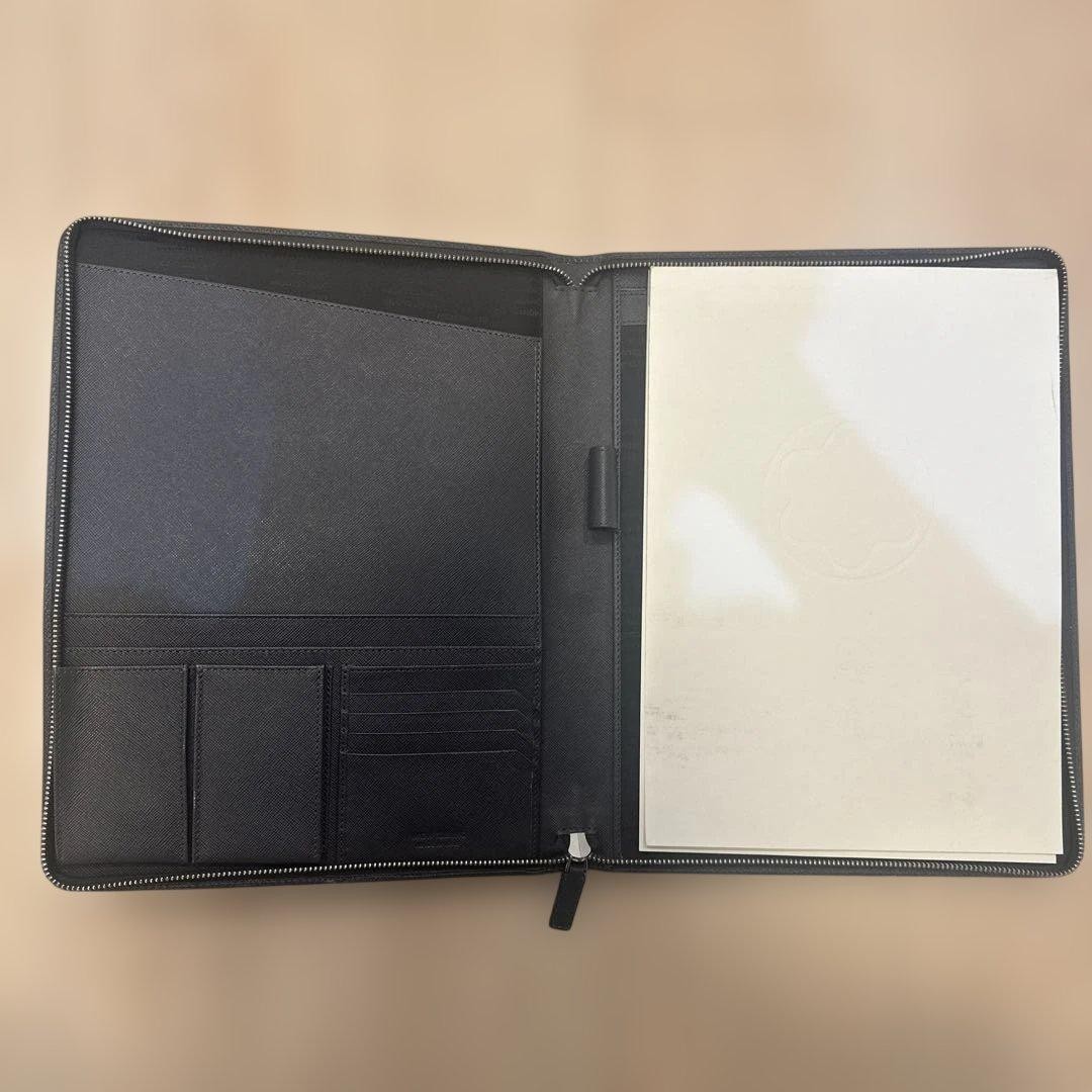 Montblanc A4 Size Leather Notepad Holder Notebook Cover Organizer Gray Used