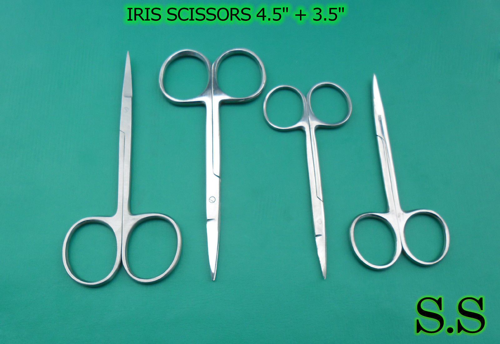 12 Pieces Iris Scissors 4.5″ + 3.5″ Straight+Curved Surgical Instruments