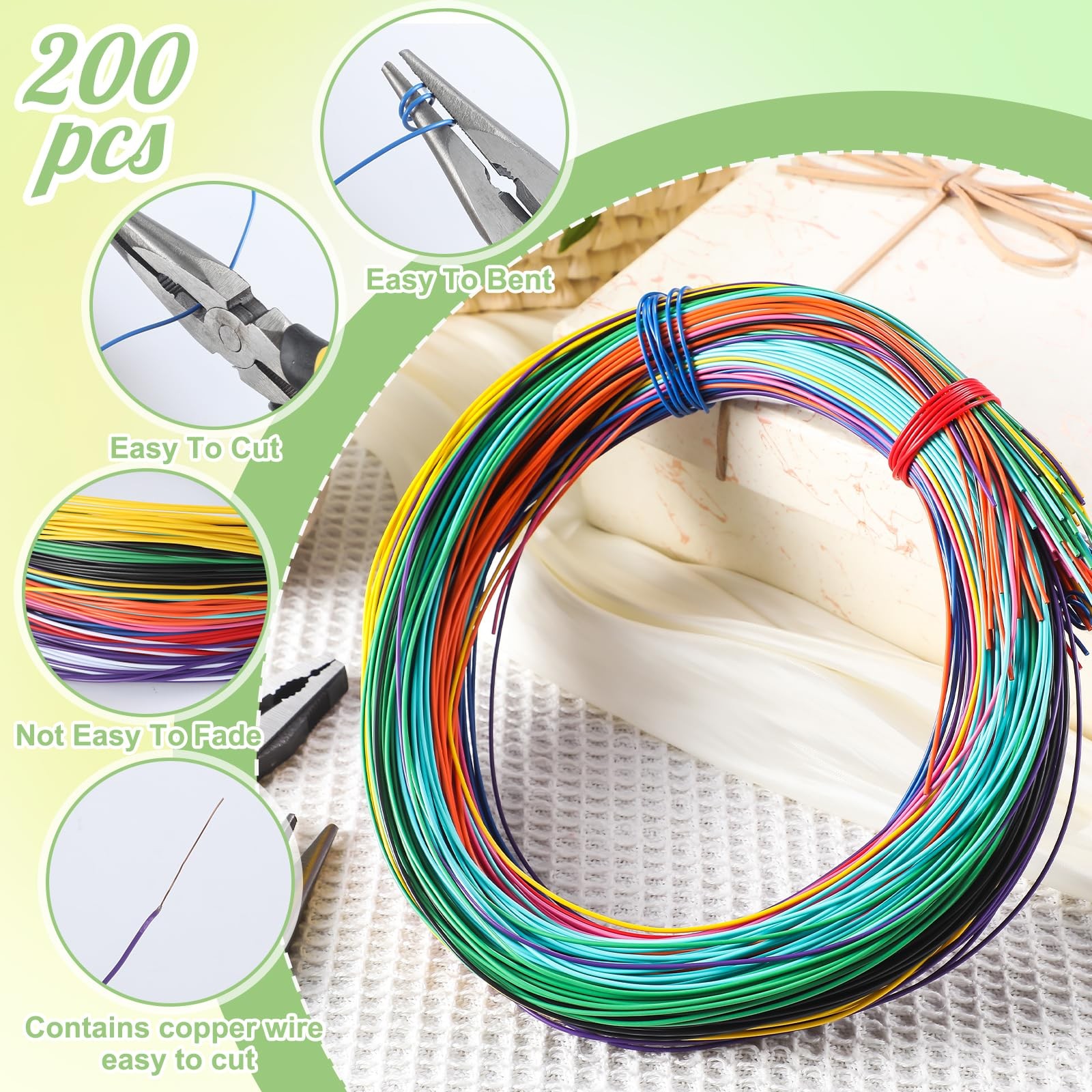 200 Pcs Colored Craft Sculpture Wire 30 Inch Flexible Artistic Floral Jewelry…