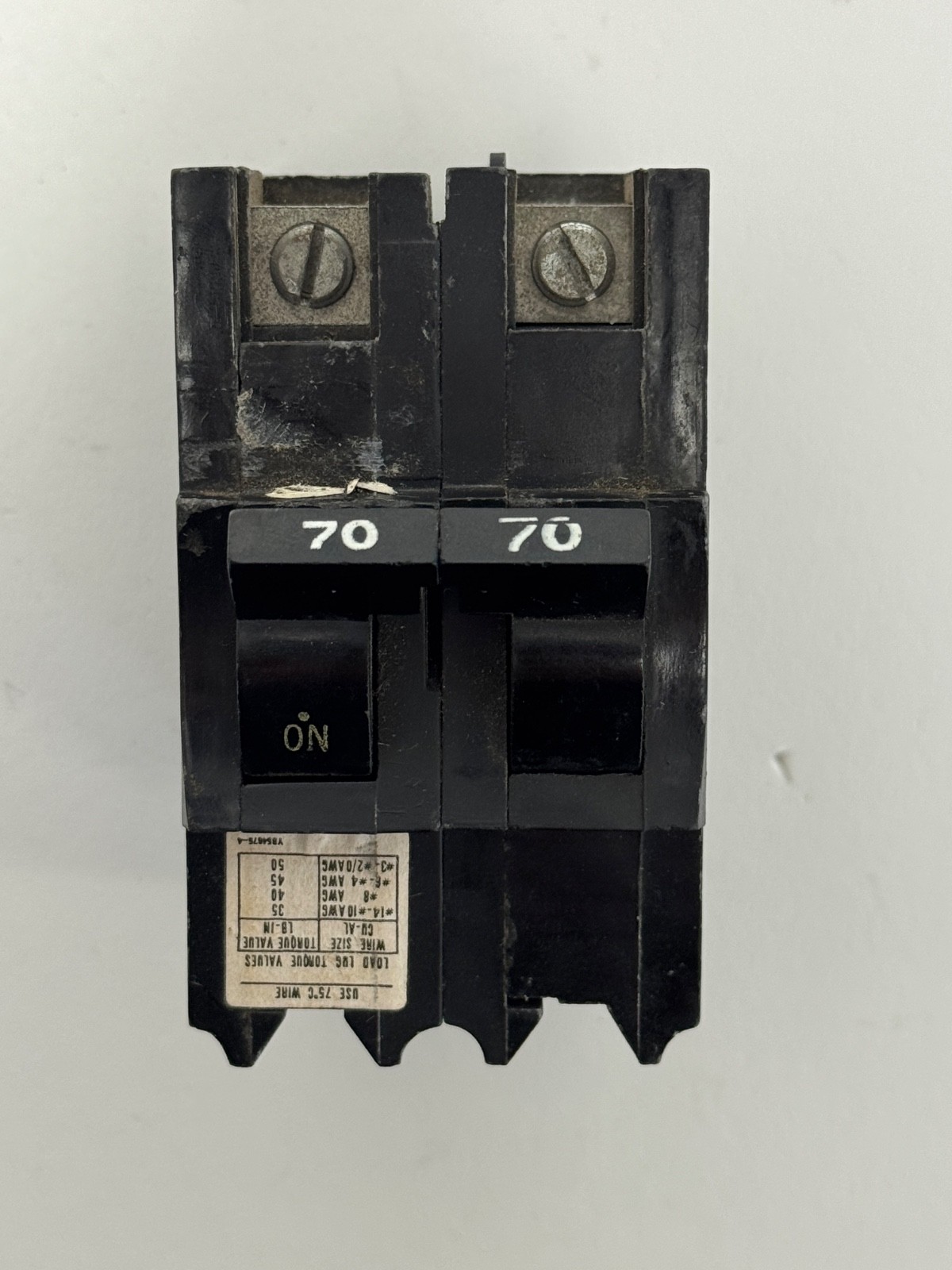 Federal Pacific NB270 2 Pole 70A Bolt-on 10kA@240V Stab-Lok Circuit Breaker