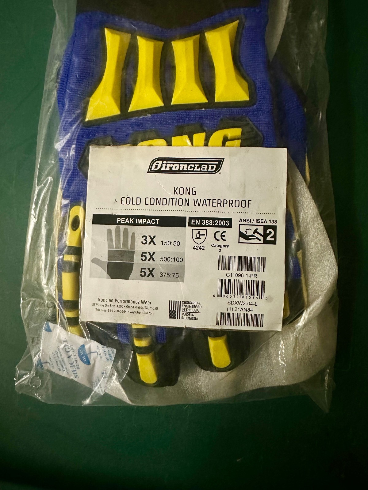Kong Ironclad Insulated Oil Gas Performance Unisex Cold Condition Gloves Large