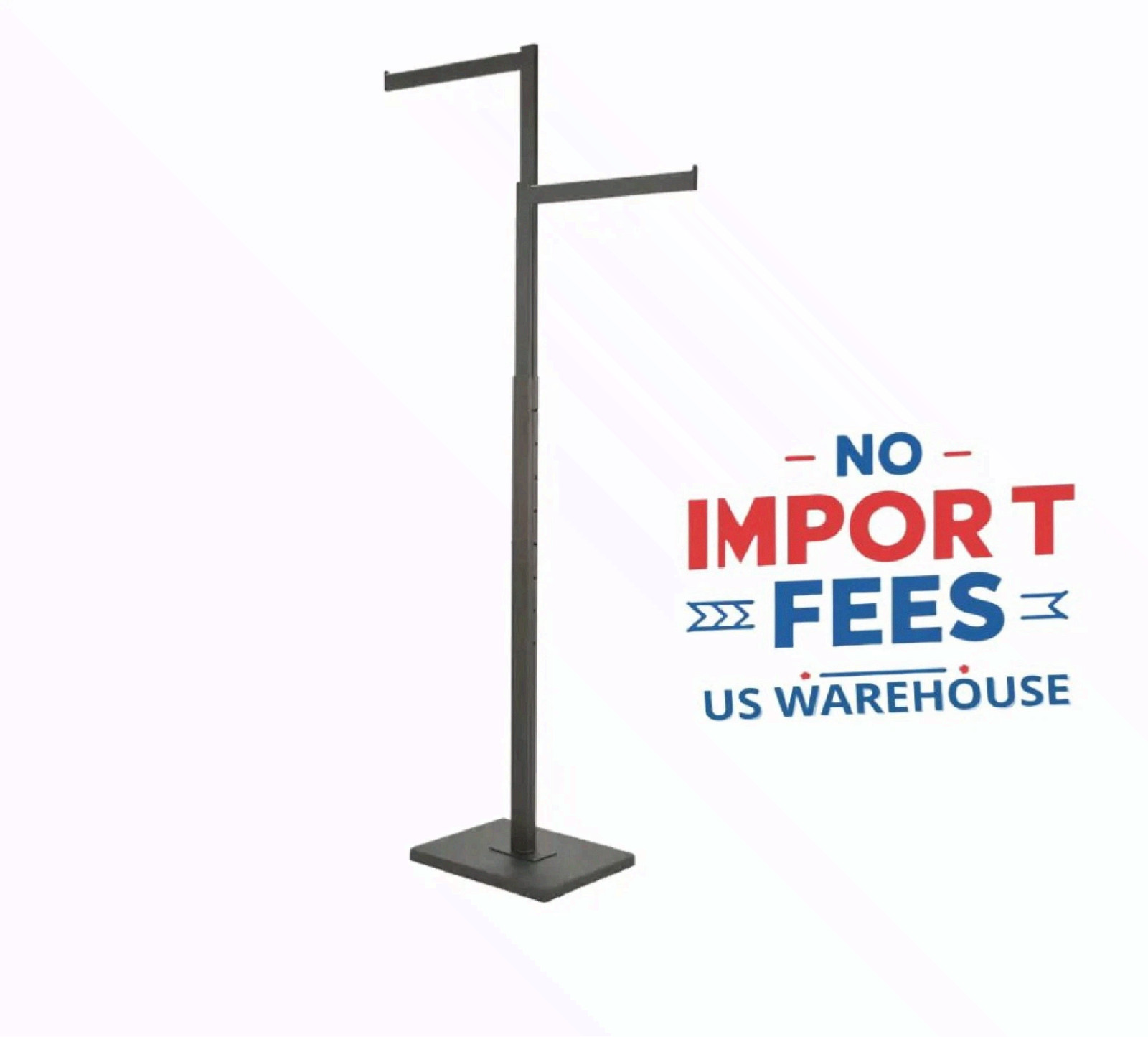 Ecoŋoco 2-Way Garment Rack Straight Arms Rectangular Tubing Black Display USA