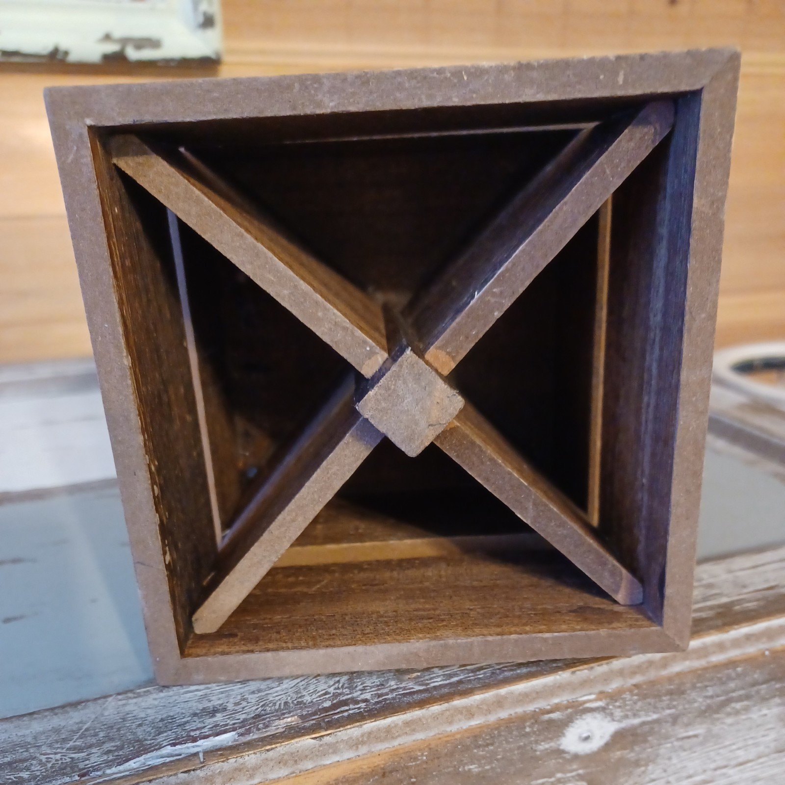 Rae Dunn Wooden Desk Organizer Pens Pencils Holder Spinning Caddy – 4.5” x 4.5”