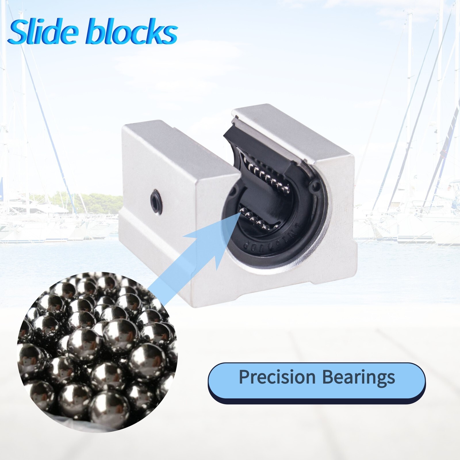 2Pcs SBR12/16/20 Linear Rail Shaft 300mm~1500mm+4 Pcs SBR12/16/20 Bearing Block