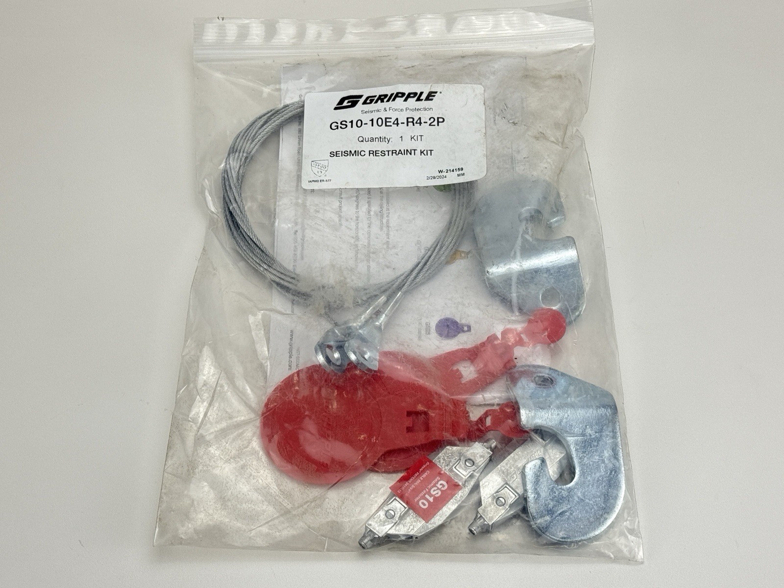 Gripple GS10-10E4-R4-2P Seismic Restraint Kit, 5/64″ X 10′