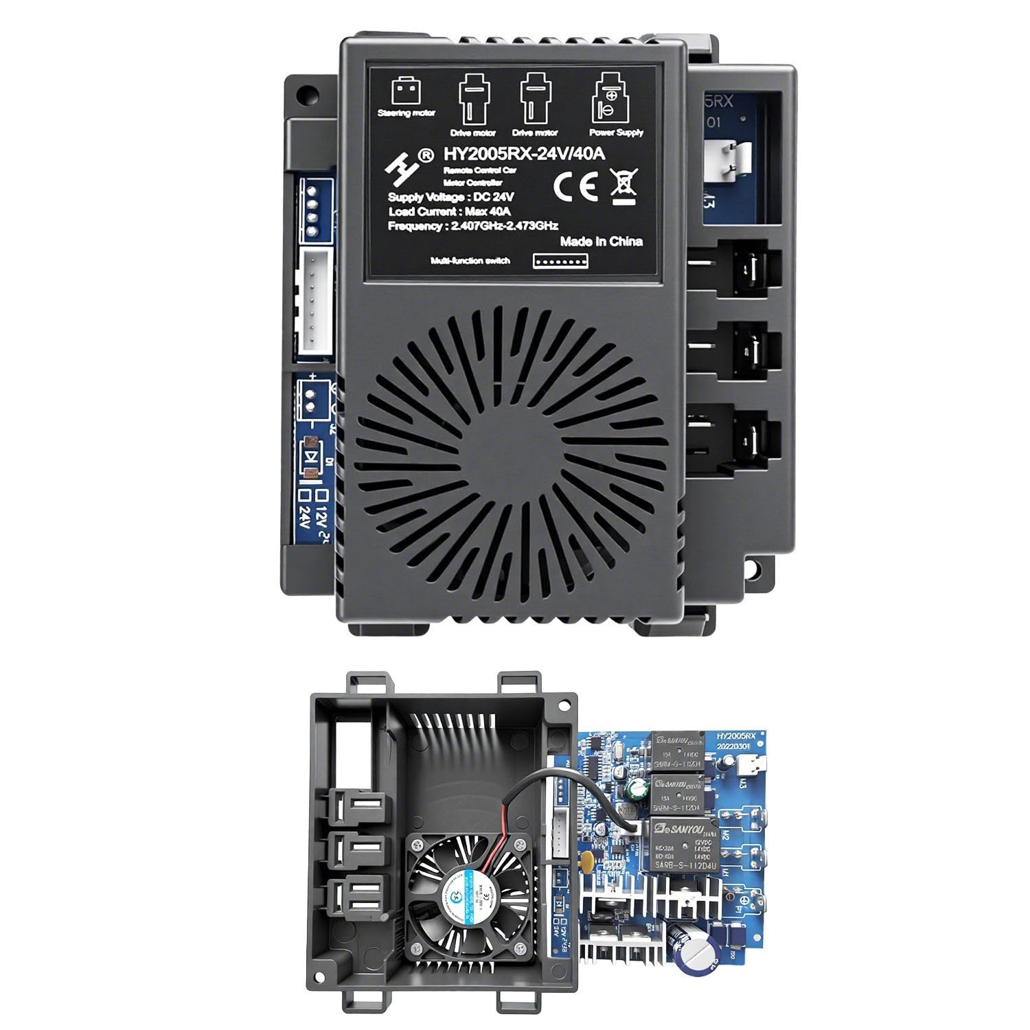 HY2005RX-24V/40A High Power 2.4G Bluetooth Motor Control Box for Power Wheels…