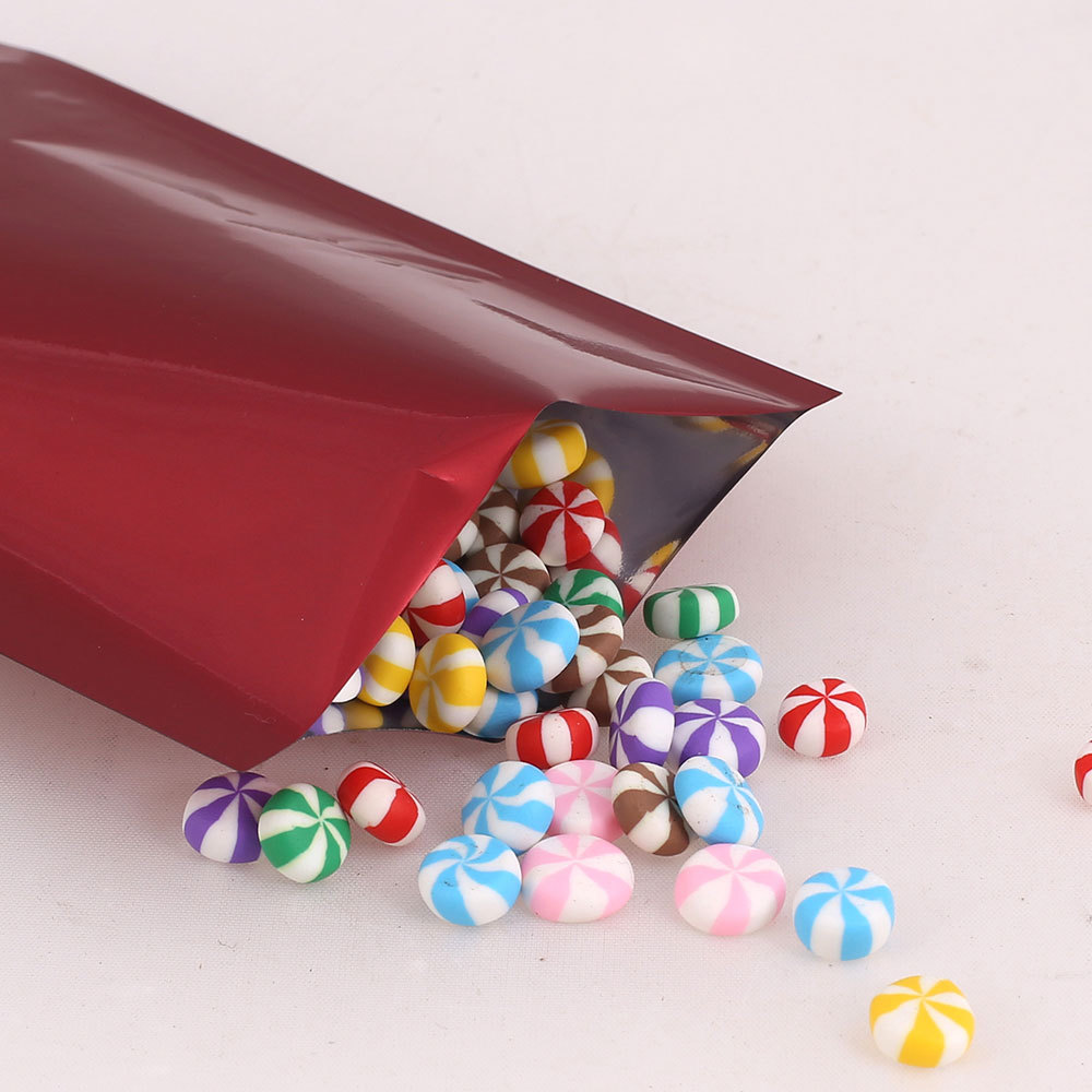 Many Sizes for Glossy Red Flat Foil Mylar Heat-Sealable Open Top Pouch Bag R05