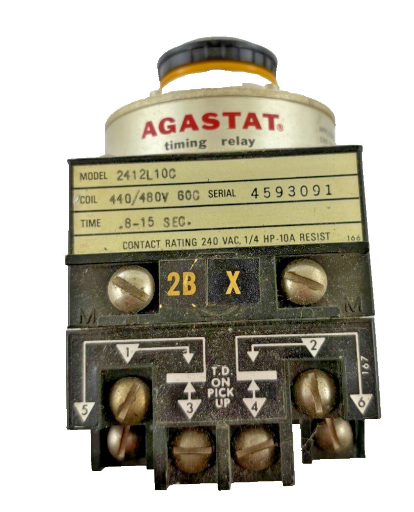 2412L10C: AGASTAT, TIMING RELAY .8 – 15 SECONDS. WITH 440/480V 60Hz COIL