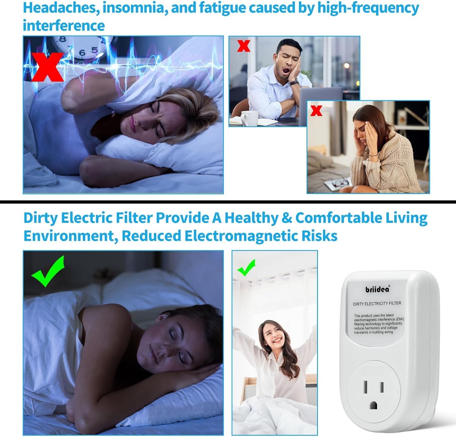 Briidea Dirty Electricity Filters, Reduce High-Frequency Noise Caused by Electro