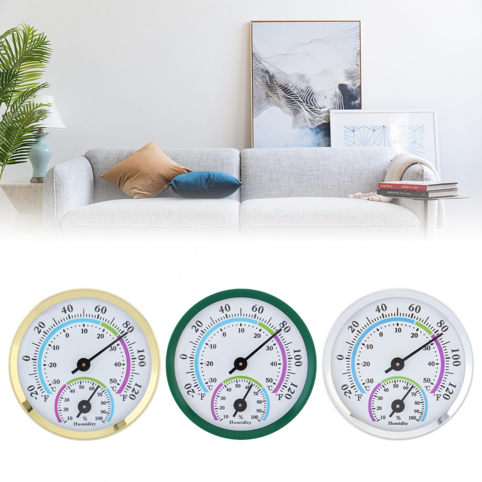 2 in 1 Mini Indoor Thermometer Temperature Hygrometer (No Battery Needed),Green