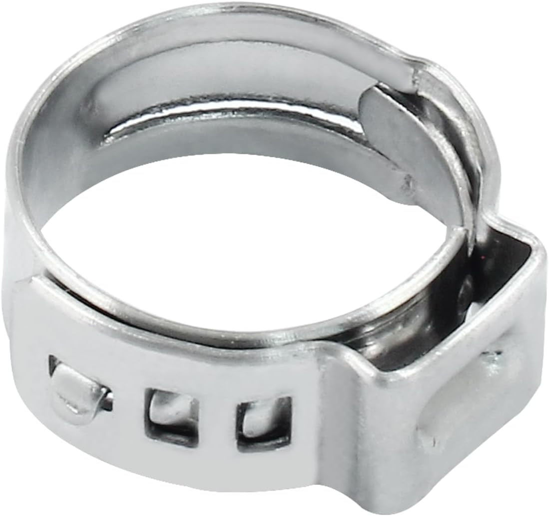 50 Pcs Single Ear Hose Clamp 12.8Mm-15.3Mm, Stainless Steel Crimp Rings