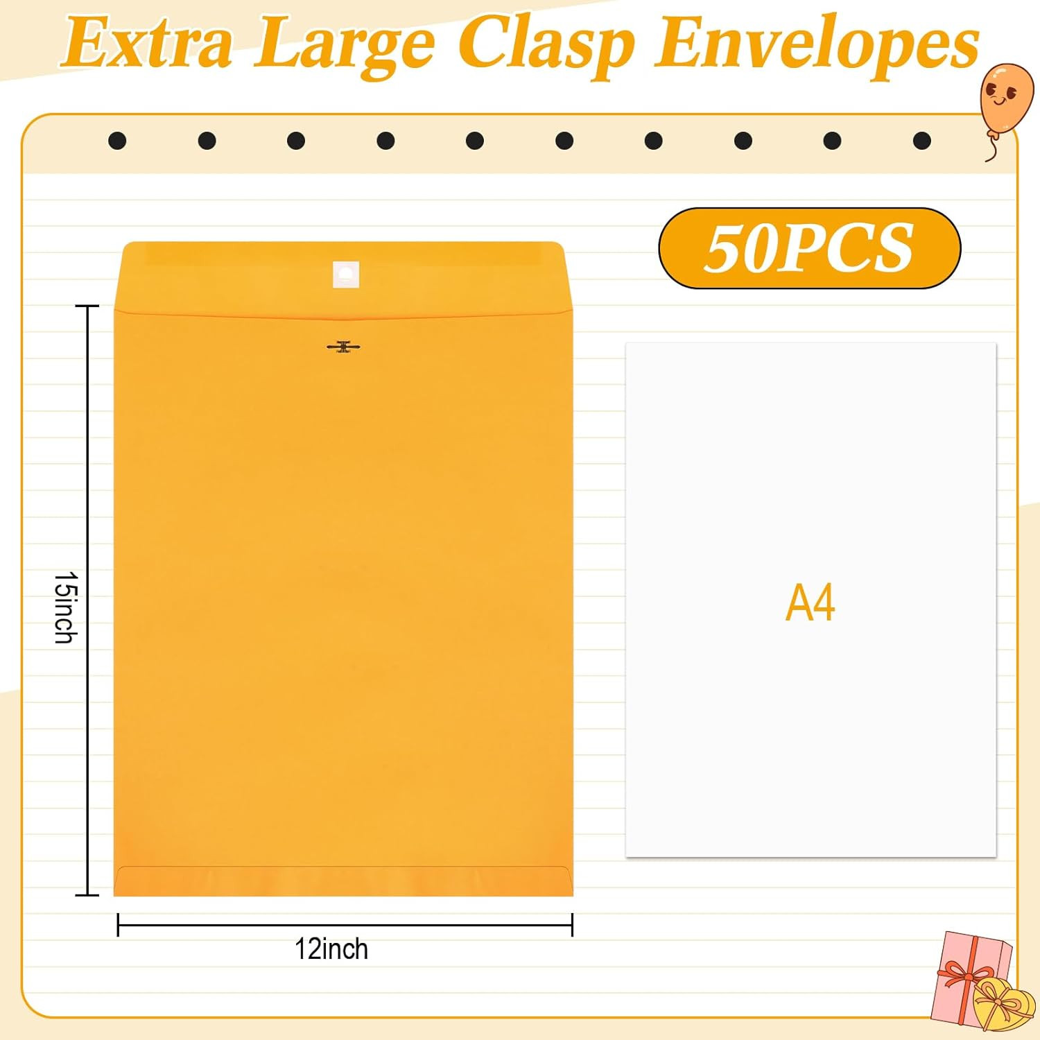 50 Pcs 12 X 15 Inch Extra Large Mailing Clasp Envelopes Jumbo Kraft Catalog Mani