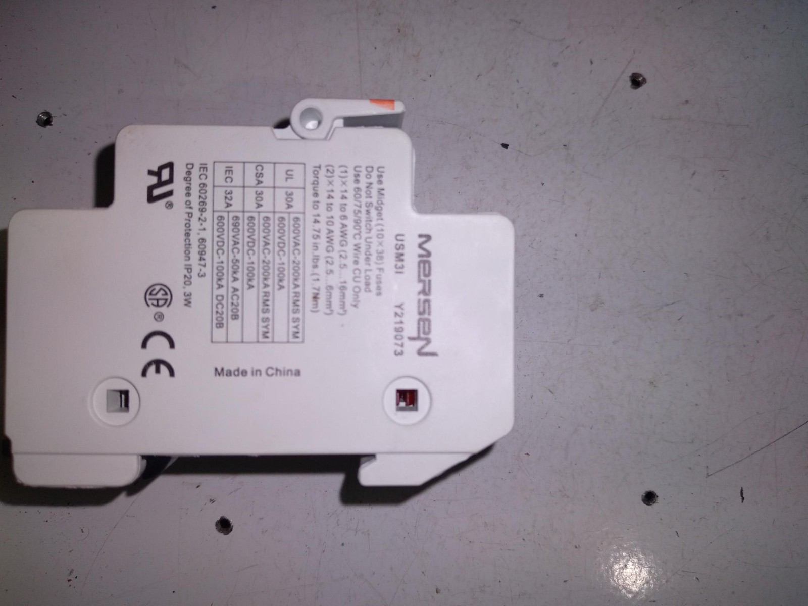 MERSEN USM3I Y219073 30-32A 600-690VAC 600VDC 50-200KA RMS SYM 60269-2-1 60947-3