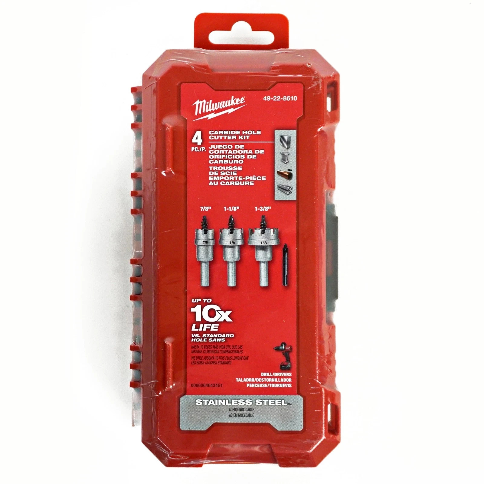 Milwaukee 49-22-8610 4pc Carbide Hole Cutter Kit 7/8”, 1-1/8”, 1-3/8” New