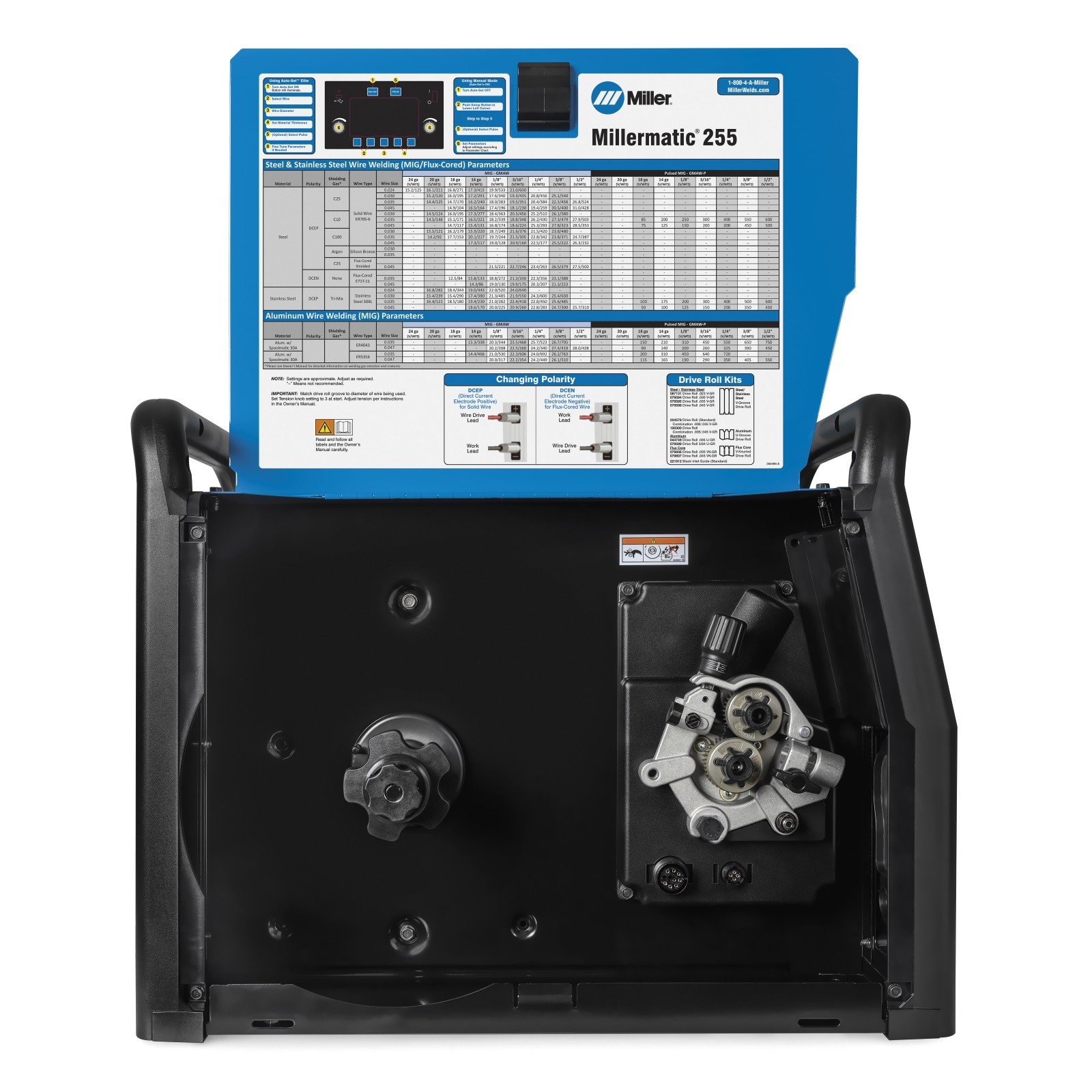 Miller Millermatic 255 MIG/Pulsed MIG Welder- 208/240V w/Running Gear (951766)