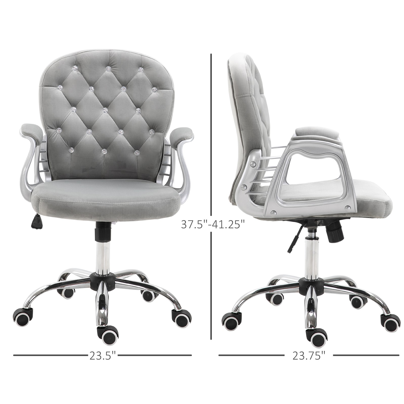 Vanity Mid Back Office Chair Tufted Backrest Swivel Rolling Wheels Task Chair