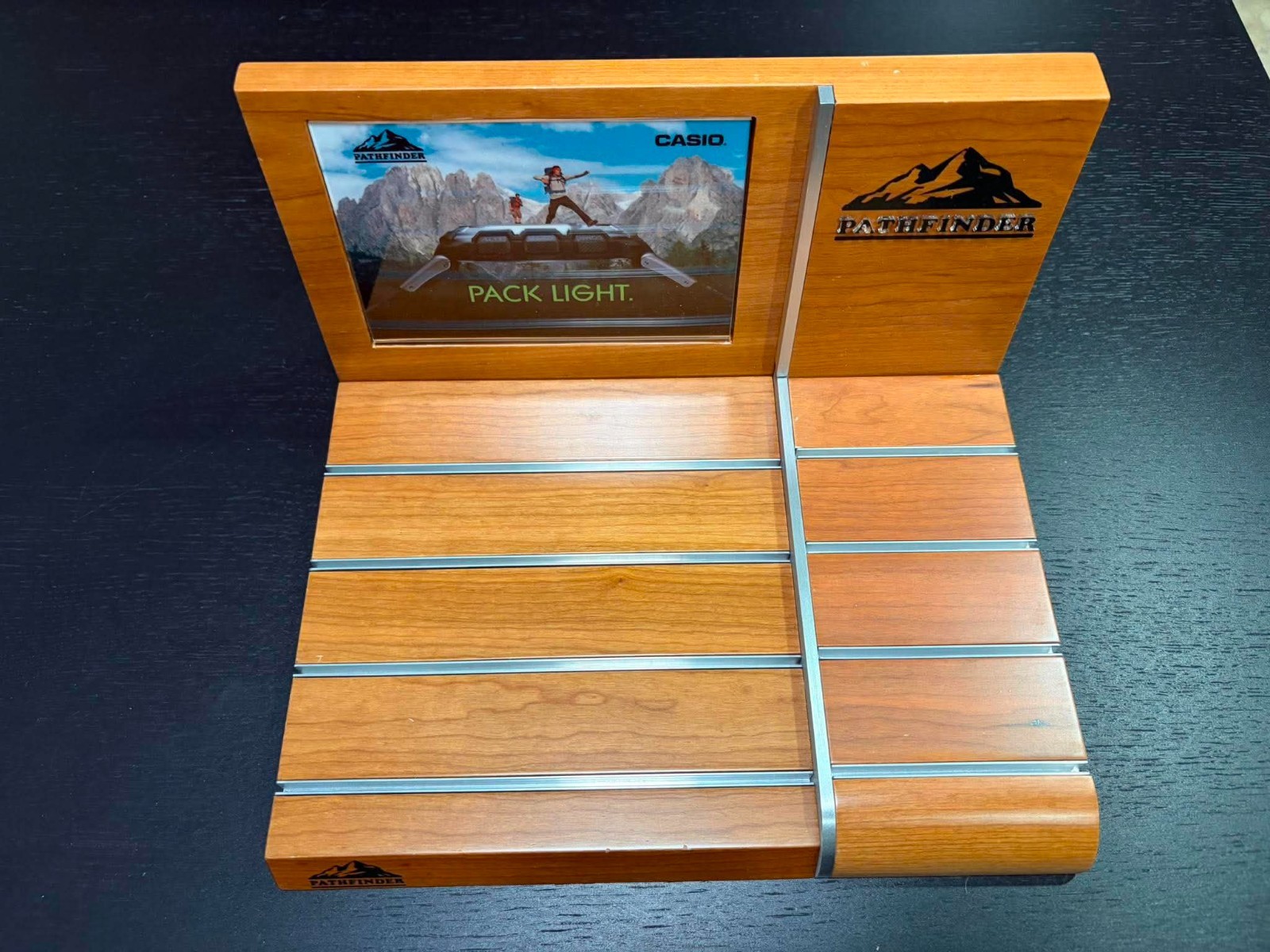 Casio Pathfinder branded wooden countertop retail display rack USED