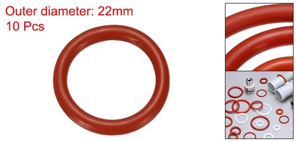 10Pcs, Silicone O-Ring 22x16x3mm Metric Sealing Gasket for Plumbing Red