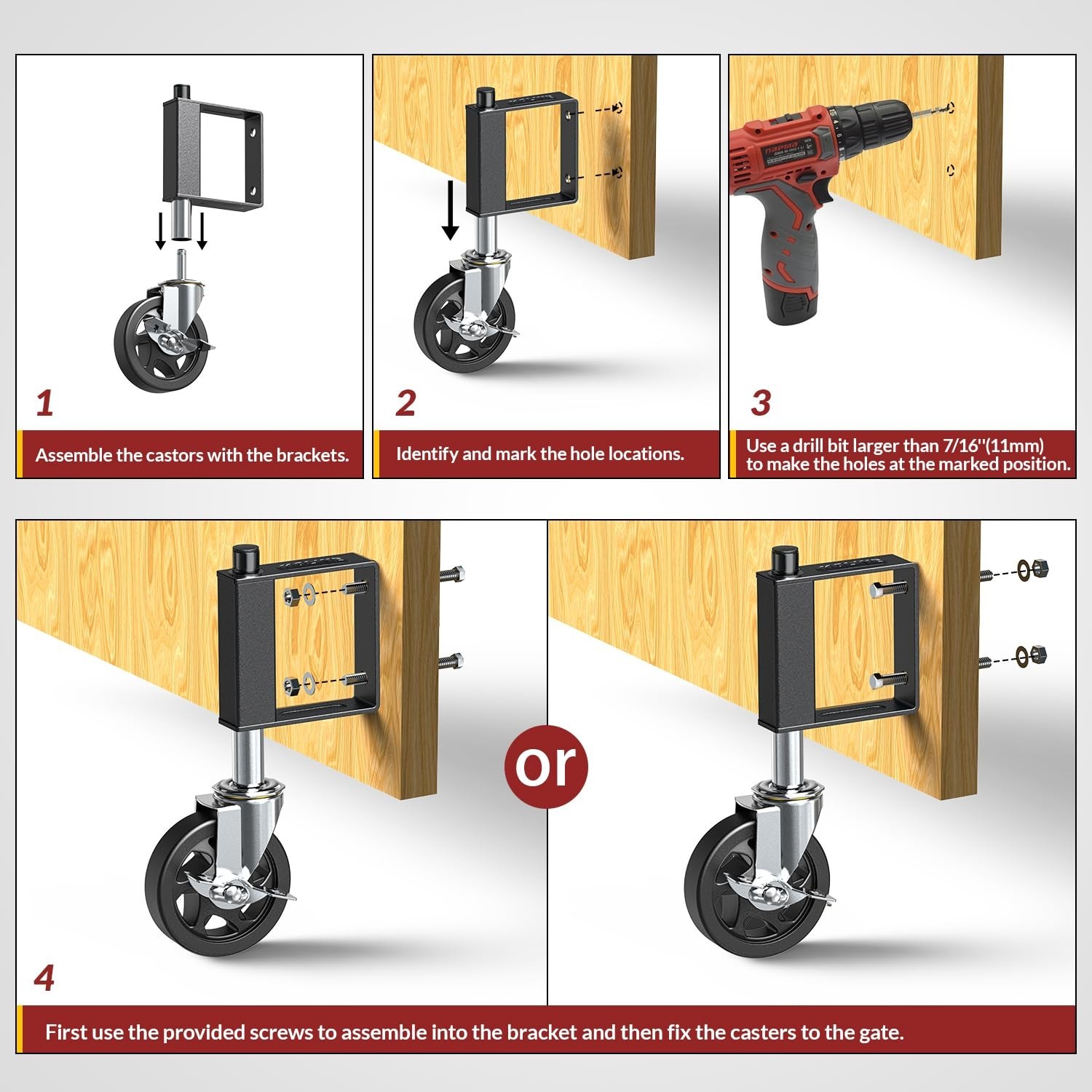 Heavy Duty Gate Caster, Spring Loaded Gate Wheel, Swivel Gate Caster Wheel 220LB