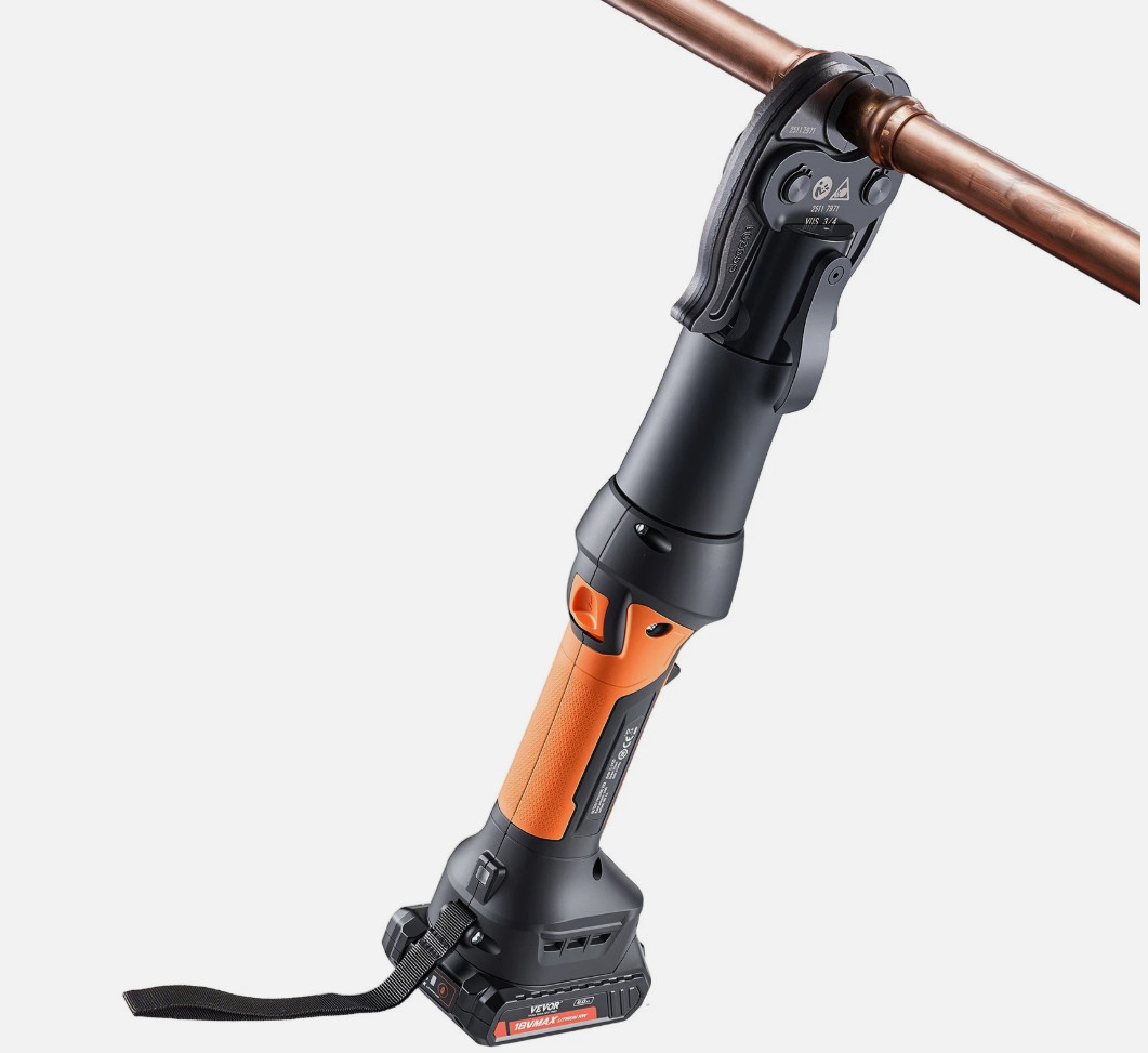 VEVOR Press Tool 18V Electric Pipe Crimping Tool for 1/2″ 3/4″ 1″ Copper Pipes