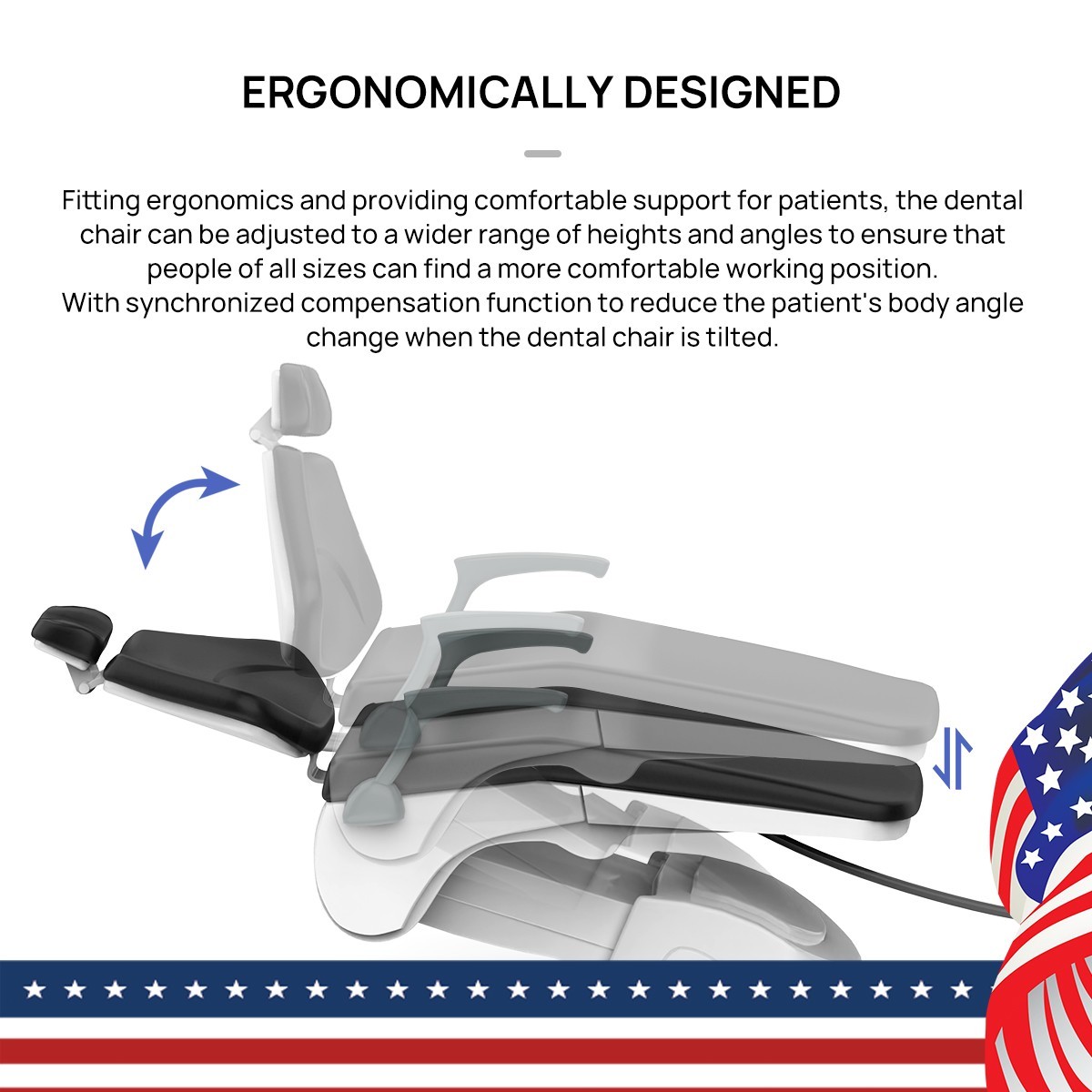 Dental Unit Chair DC Motor PU Leather Computer Controlled Dentist Stool CE FDA