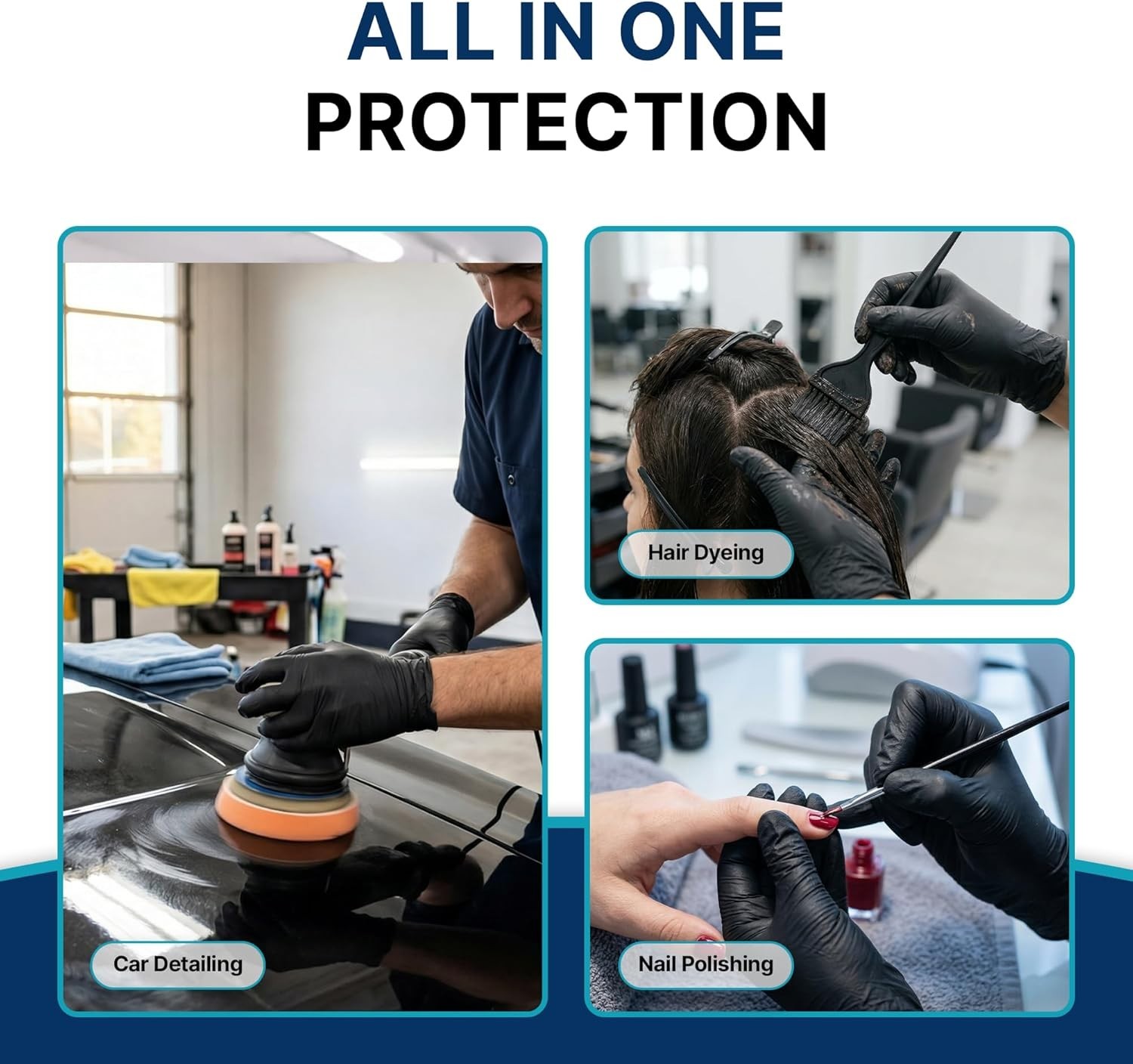 Hypoallergenic Black Nitrile Gloves – 4 Mil Disposable, Waterproof, Large Size