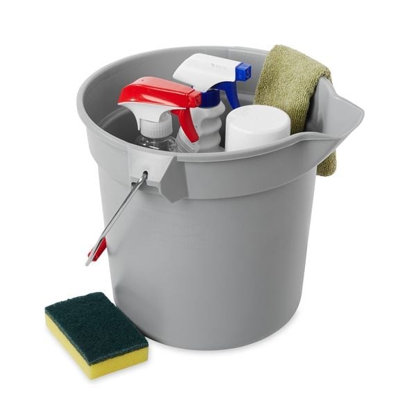 Rubbermaid Commercial Fg296300gray 2 1/2 Gal Round Bucket, 10-1/4 In H, 10 1/2