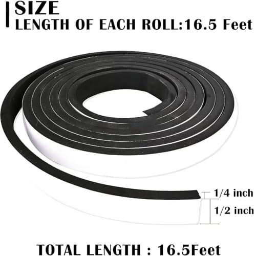 Closed Cell Foam Weather Stripping Tape 1/2 in x 1/4 in x 16.5 ft Black