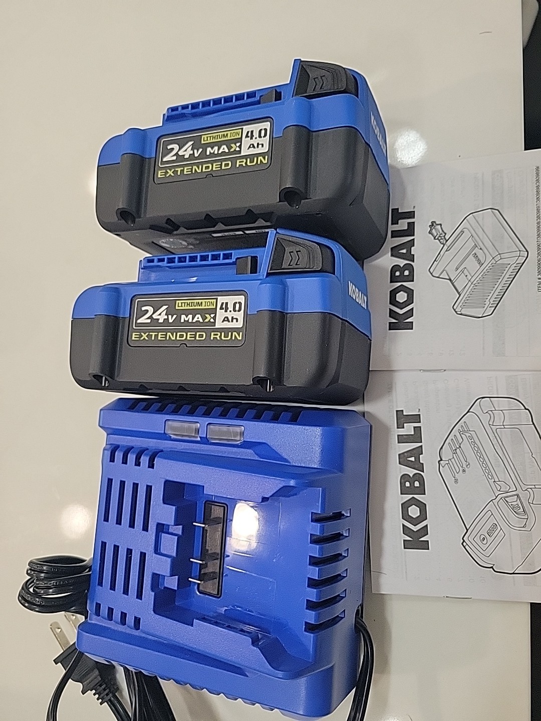 Kobalt KCH 2401-03 24V Lithium-ion Charger & 2 24v 4ah Batteries