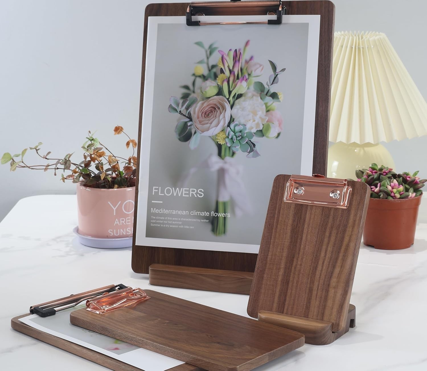 Solid Hardwood Walnut Clipboard with Stand Set – Ideal for Menu Display, Receipt