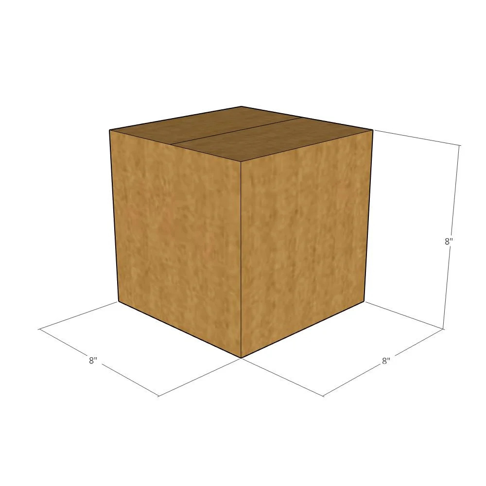 25 8x8x8 Kraft Brown Corrugated Shipping Boxes Multi-Depth 48 ECT Double-Wall
