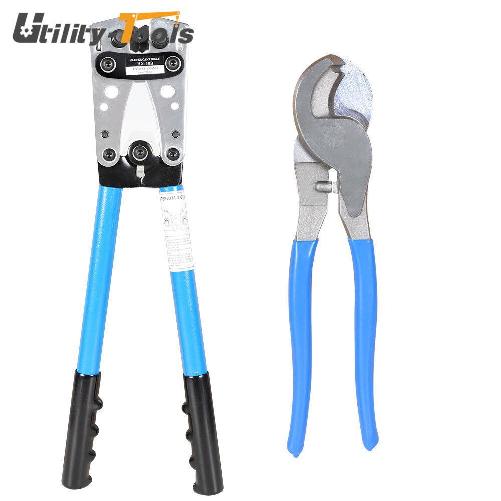 Battery Cable Lugs Crimping Tool Wire Crimper & Cable Cutter For 6-50mm²