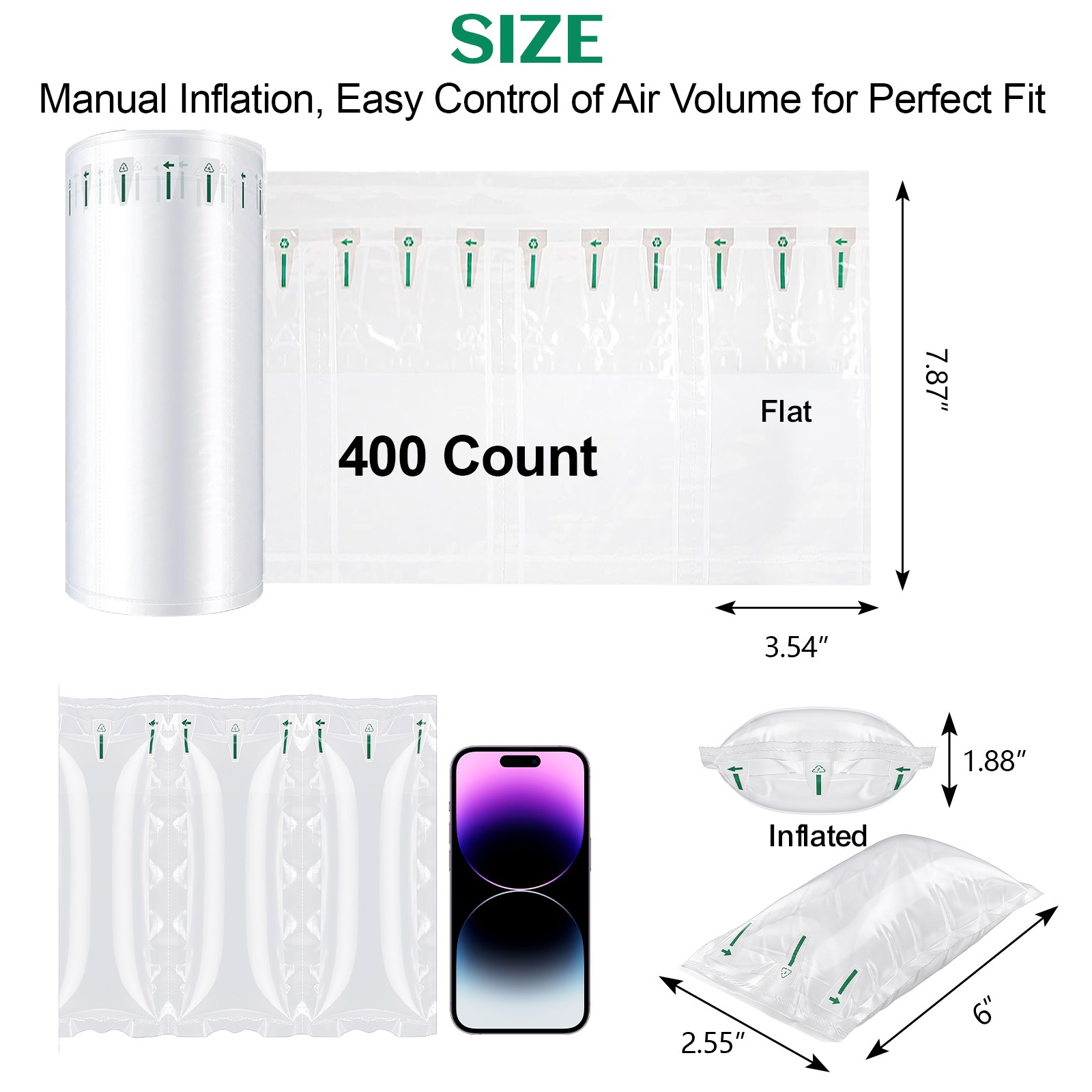 400 Count Air Pillows with Pump 50 Gal Inflatable Air Cushion Bags For Shipping