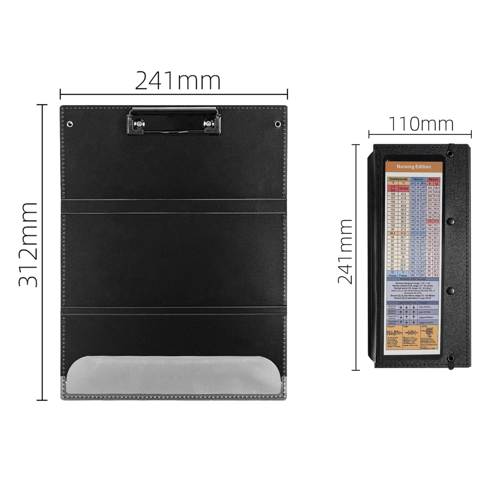 2Packs Nursing Clipboard Foldable, Black Nurse for Medical