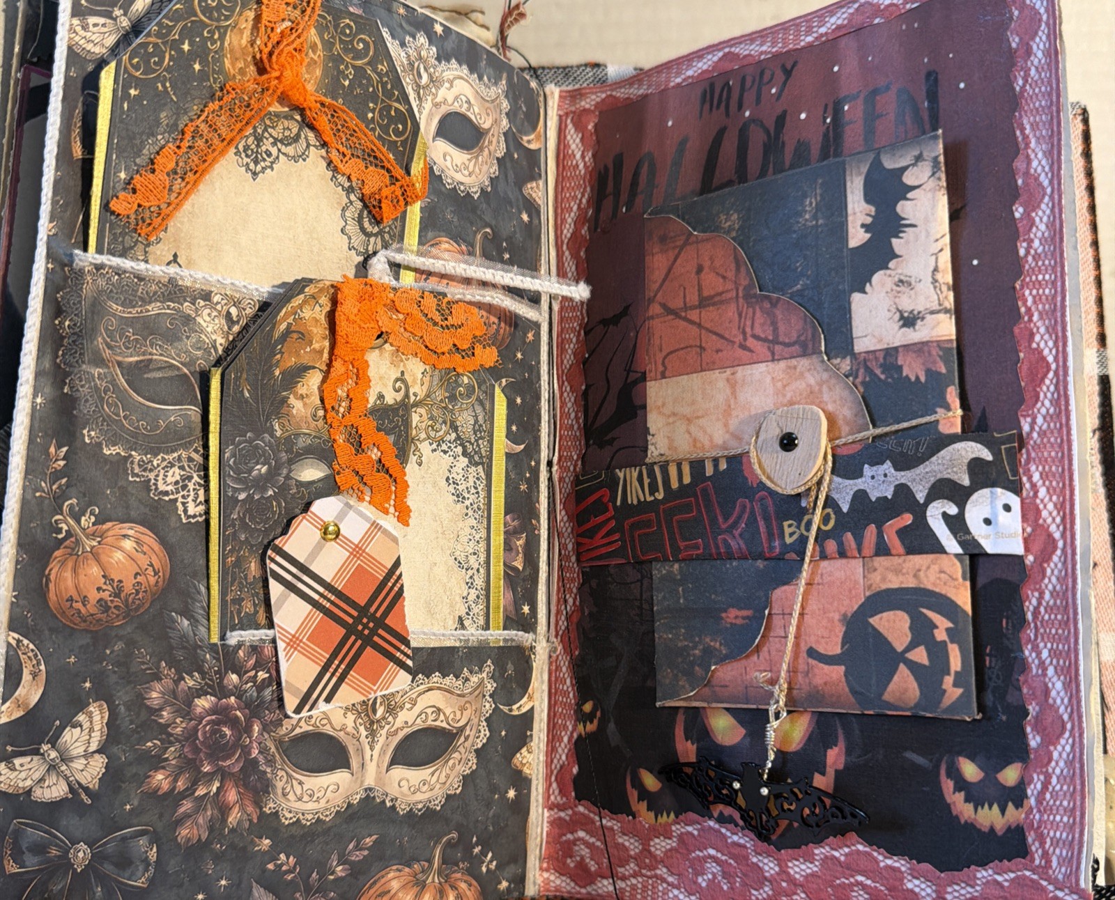 Junk Journal Halloween Spellbound Scary Tales Handmade Memory Note Book 74 Pages