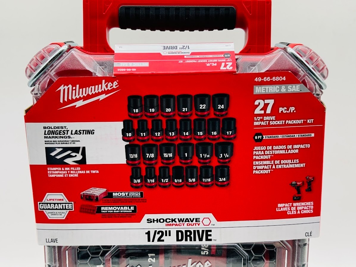 Milwaukee 1/2 in. Drive SAE & Metric Impact Socket Set with PACKOUT 27-Piece