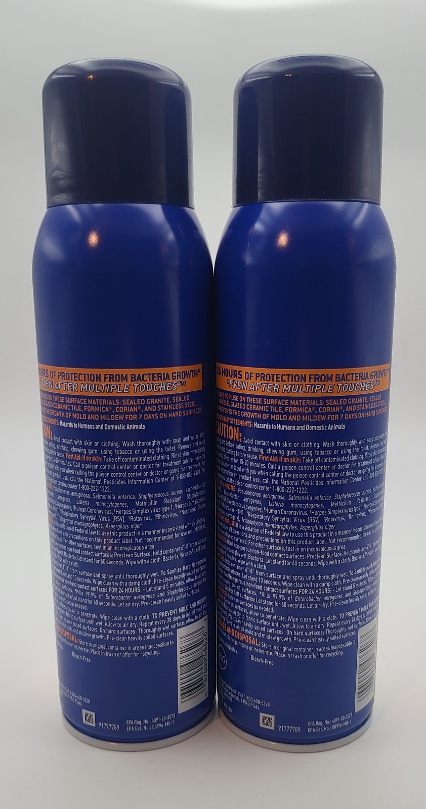 Microban Citrus Scent 24 Hr Disinfectant Sanitizing Aerosol Spray – 15oz New 2PK