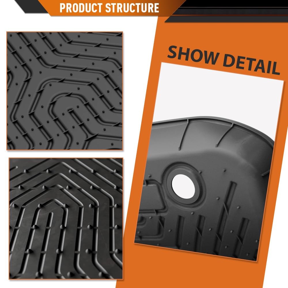 3PCS TPE Floor Mats Liners for Nissan Kicks 2018-2024 All Weather Black