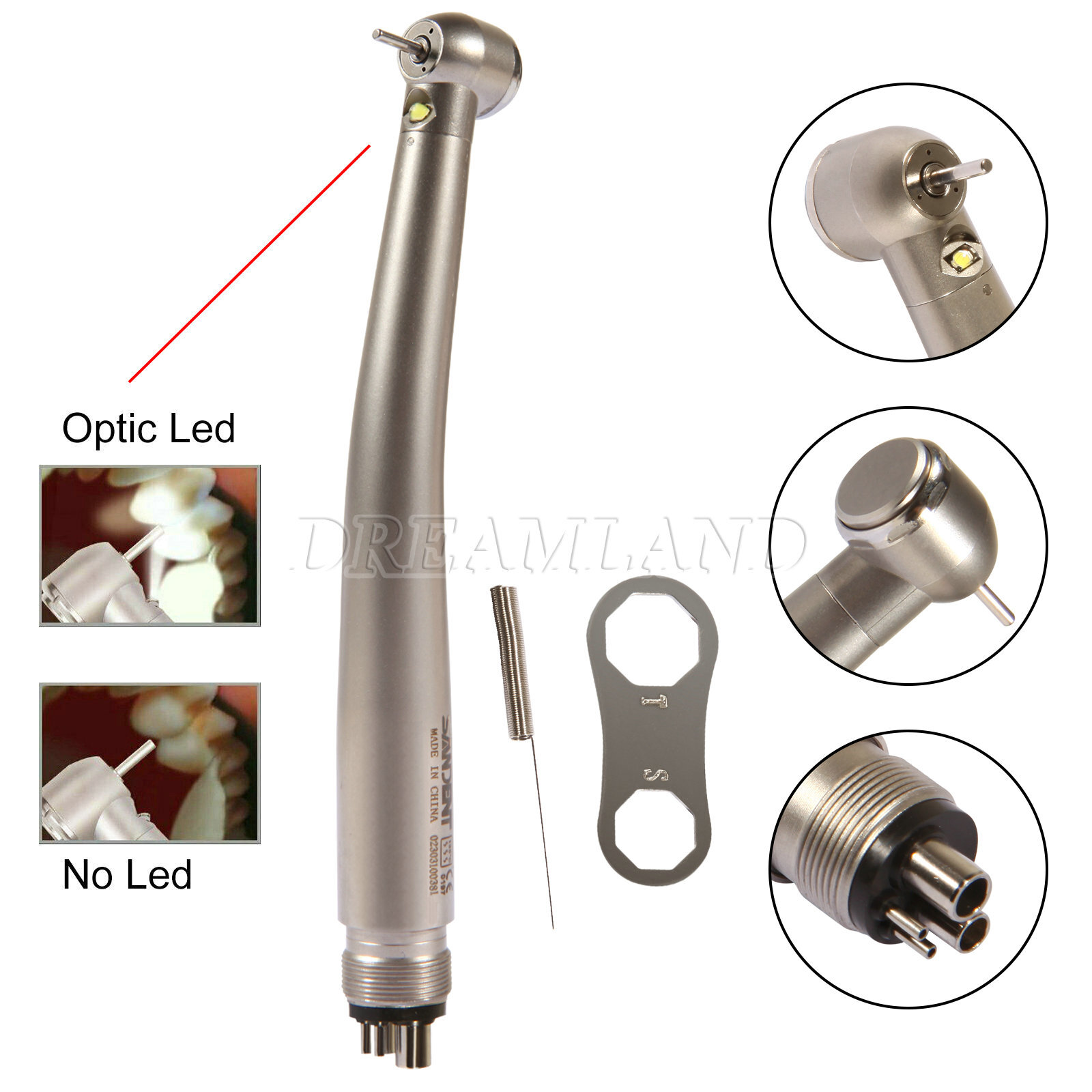NSK Style Fiber Optic Dental E-generator LED 3-Spray High Speed handpiece 4 Hole
