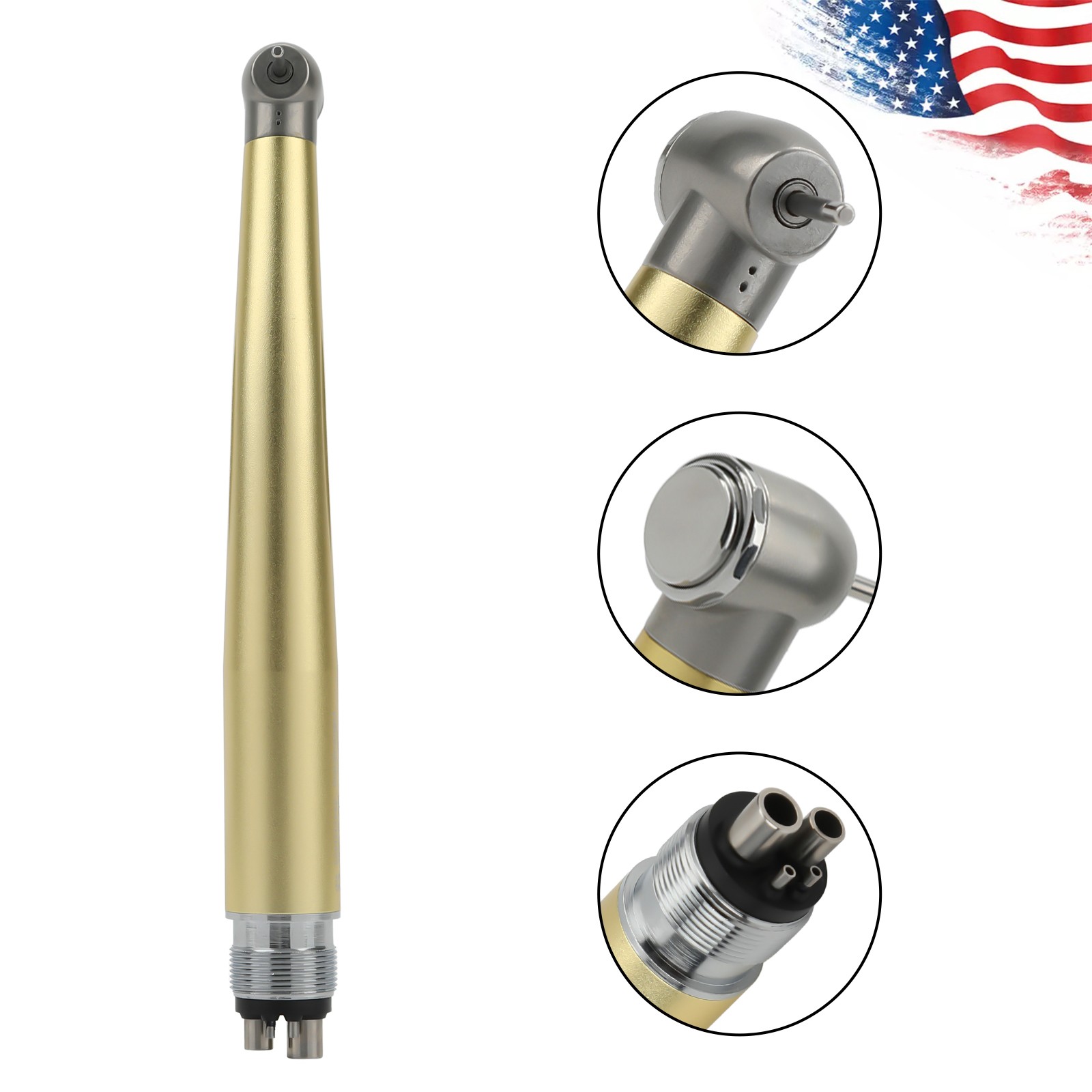 NSK Style Dental High Speed Handpiece Turbine 4 Holes 7 Colors Rotor Golden