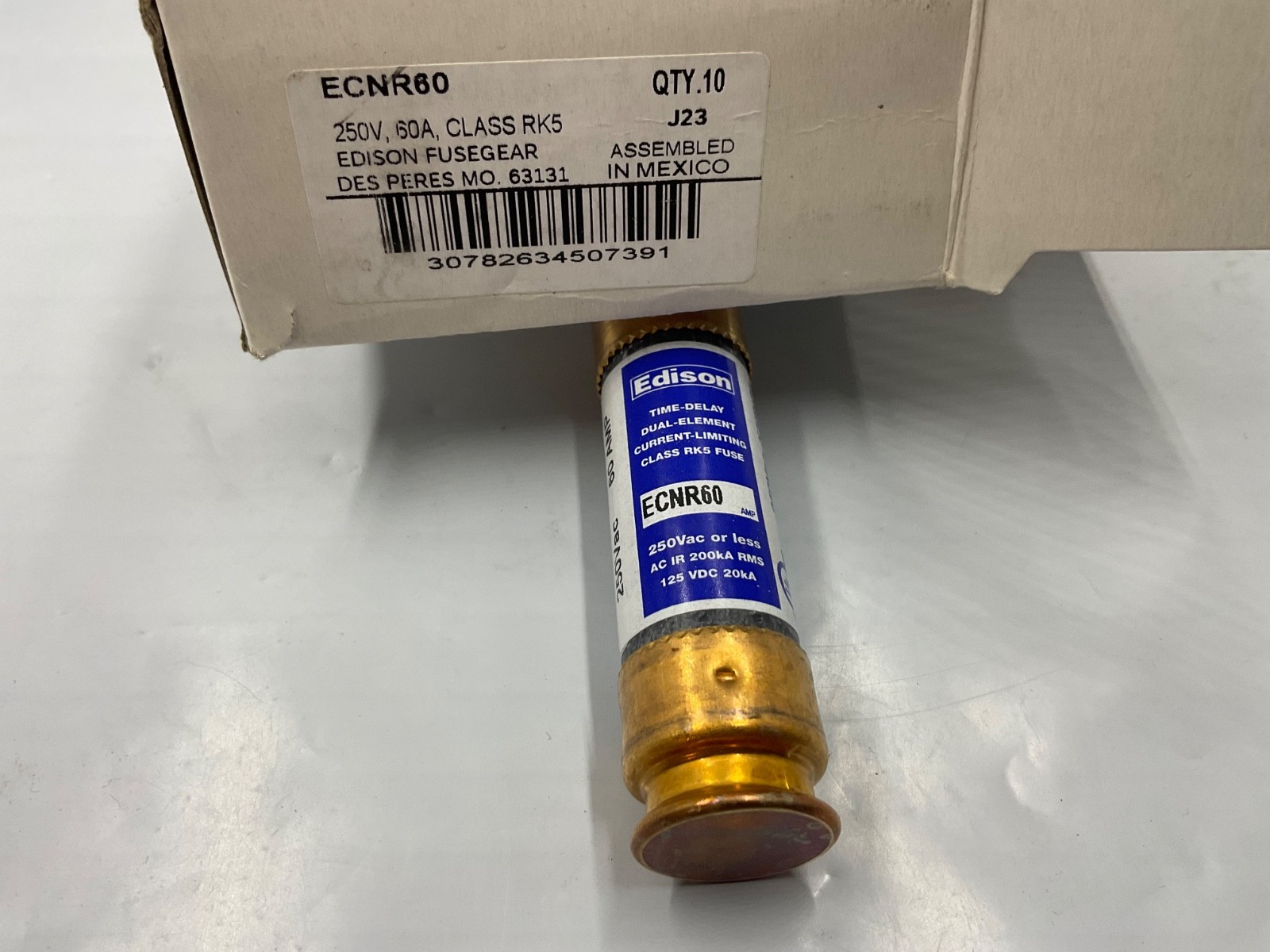 Edison Fusegear ECNR60 60A 250VAC Class RK5 Box Of 10 J23