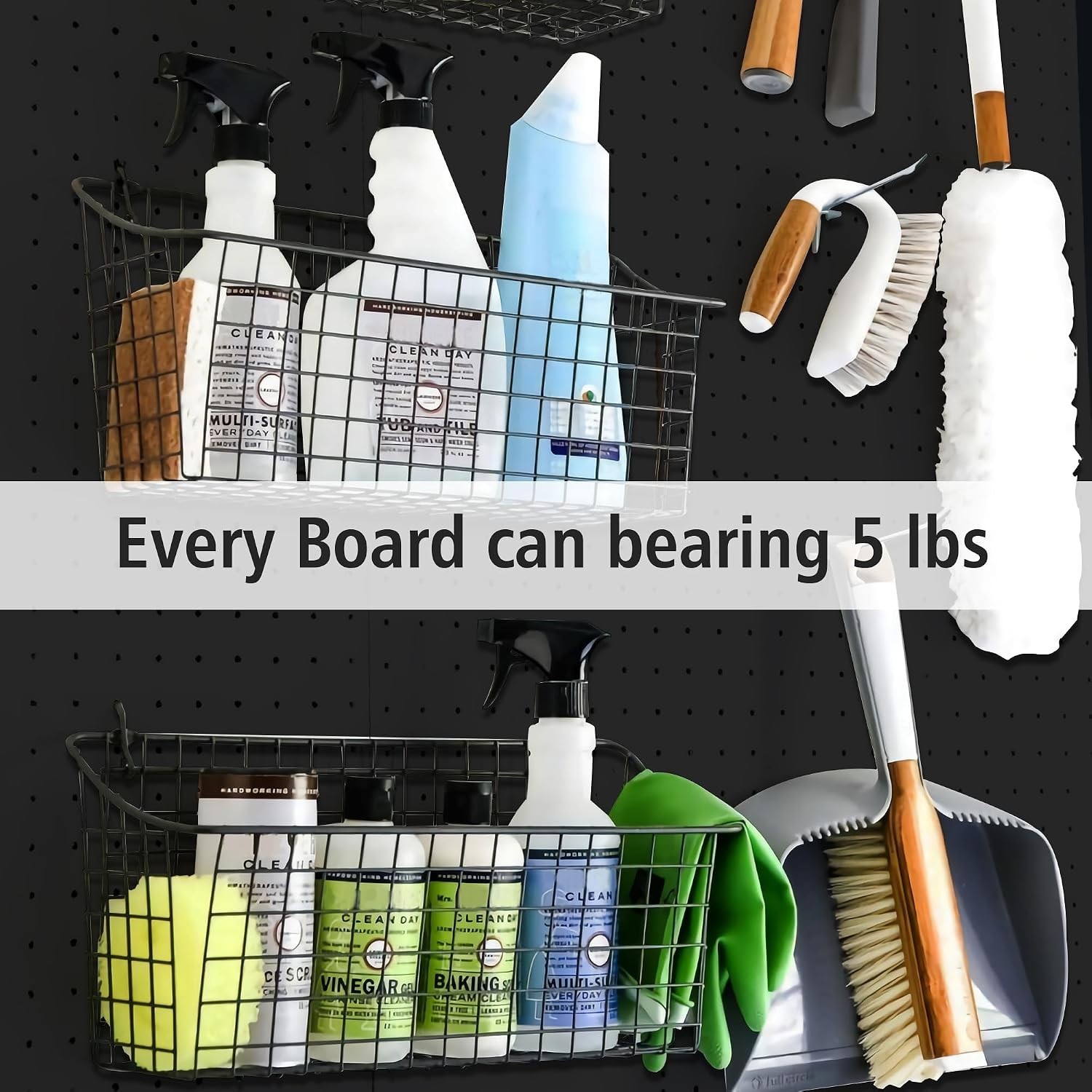Strong & Lightweight Black Pegboard Wall Organizer Panels for Crafts & Tools