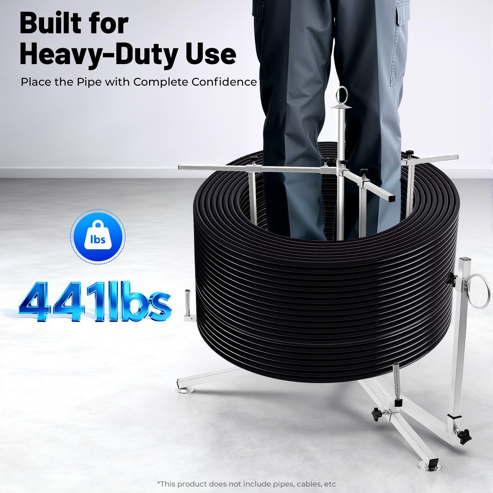 Heavy Duty Adjustable Pipe Reel Dispenser for PEX PERT Pipes with Bag