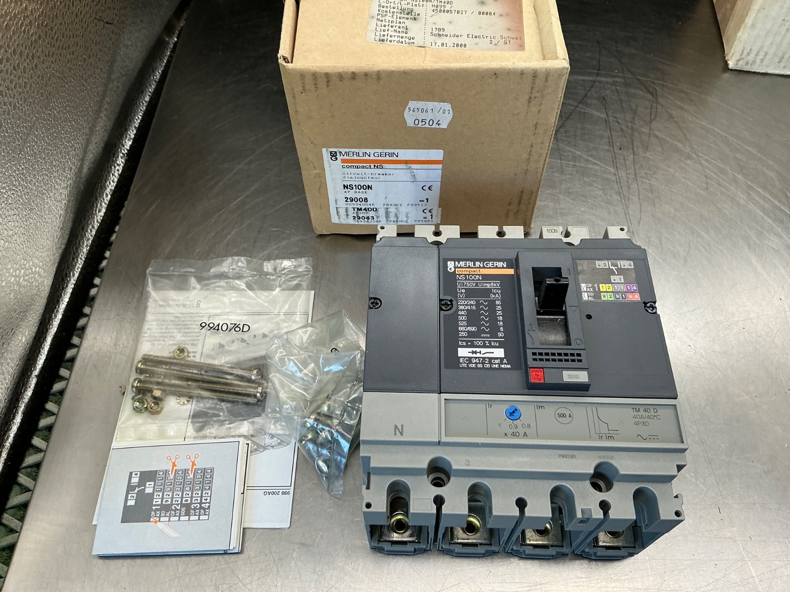 Merlin Gerin NS100N Compact Circuit Breaker 4P Base
