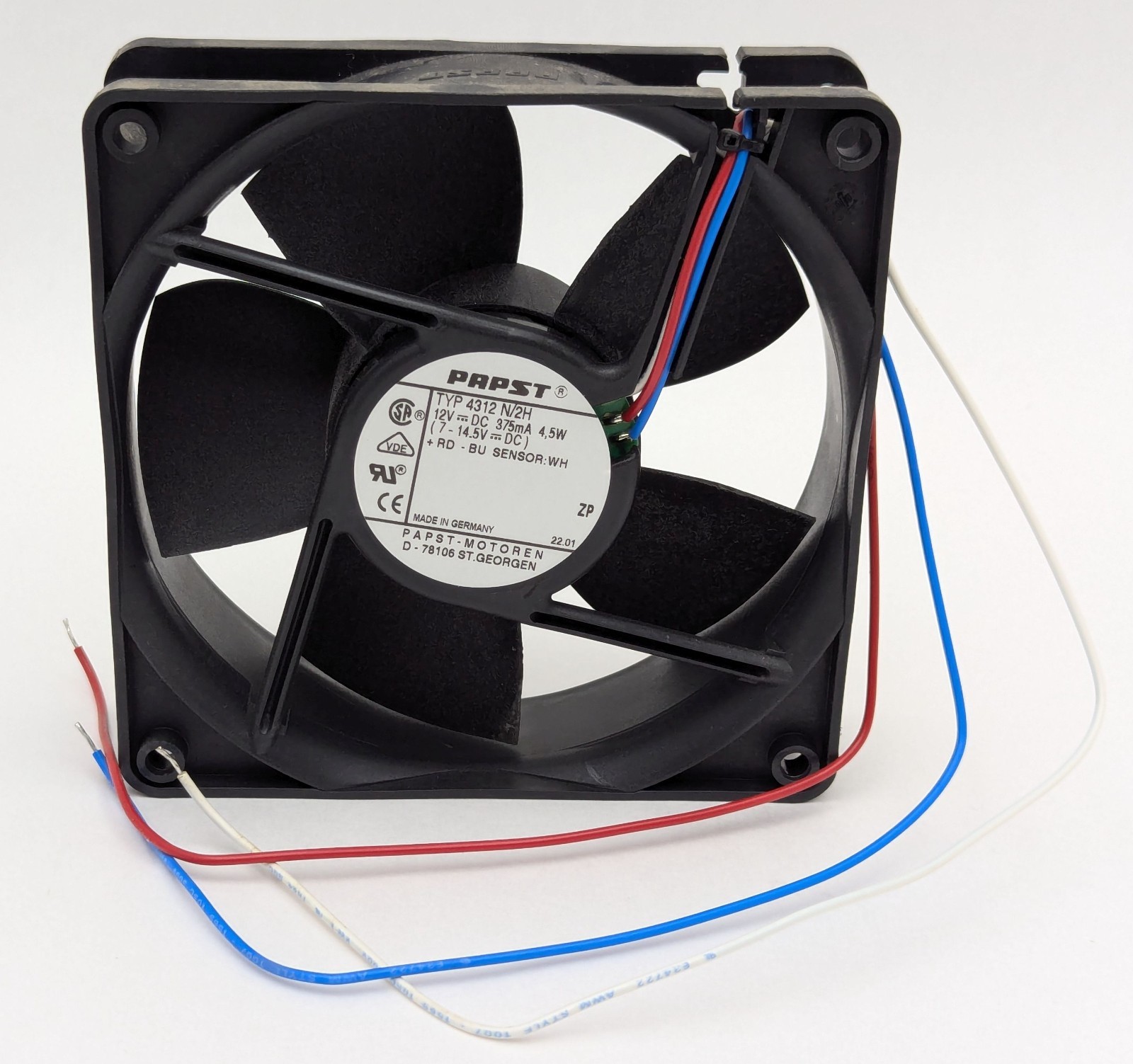 NEW ebm Papst TYP 4312 N/2H DC Axial Cooling Box Fan 12V 4.5W 119mm 120mm 3-Wire